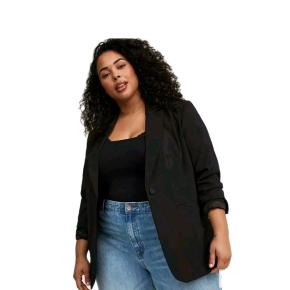 torrid Jackets & Blazers - Torrid Womens Studio Ponte Tailored Fit 1 Button Blazer Jacket Size 4X NWT Black